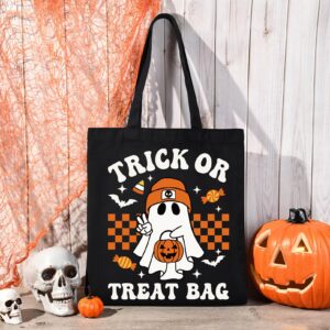 SOIDRAM Halloween Tote Bag Trick or Treat Bags Large Candy Tote Bag for Halloween Bag for kids Halloween Teacher Gifts kid's Snacks Canvas Bag