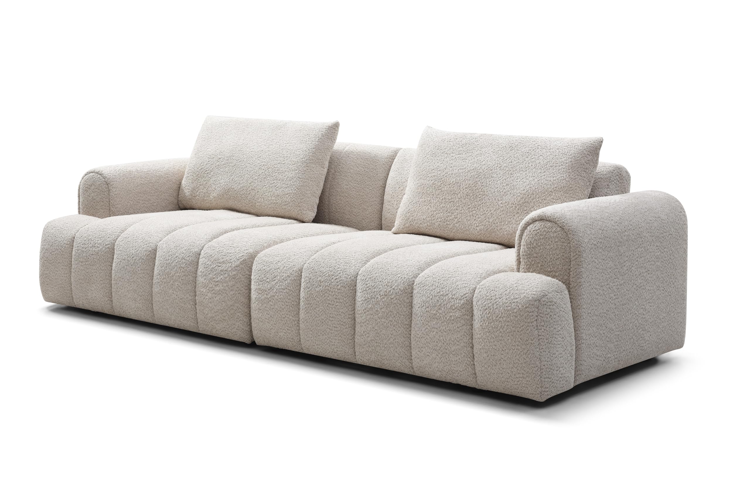 mr.waiba 100" Modular Combination Sofa Modern Minimalist Sofa Sectional Sofa Teddy Velvet Material with 2 Pillows, Large Sofa for Living Room/Office 2024 New Cloud Sofa(Teddy + Beige)