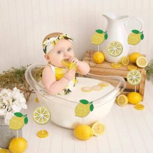 24 PCS Lemon Cupcake Toppers Glitter Fruit Theme Lemonade Party Cupcake Picks for Lemon Theme Baby Shower Wedding Engagement Bridal Shower Birthday Main Squeeze Party Cake Decorations Supplies