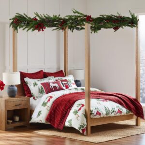 Levtex Home - Tatum Pines Duvet Cover Set - King Duvet Cover + Two King Pillow Cases - Christmas Cabin - Red, Green, Brown, White - Duvet Cover (106 x 94in.) and Pillow Case (36 x 20in.) - Cotton