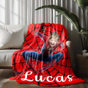 MORRIX Custom Superhero Blanket with Face Customized Superhero Blanket for Boys Kids Girls, Design 11