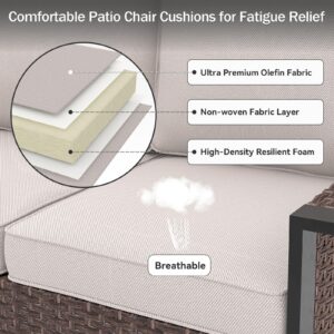 Outdoor Chair Cushions, 24" x 23" High-Density Foam Deep Seat Patio Cushions with Olefin Fabric & Removable Zipper Cover, Outdoor Furniture Replacement Cushions Set of 2 for Chair Sofa Couch - Beige