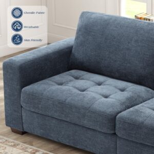 WorthFurni 89 Inch Sofa Couch, Modern 3 Seater Couch with Removable Covers and USB Ports, Large Chenille Comfy Sofa for Living Room, Oversized Loveseat Sofa for Apartment(Blue)