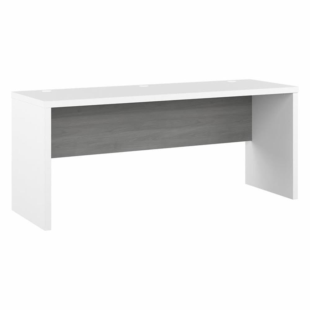 Pemberly Row 72W Computer Desk in Pure White and Modern Gray - Engineered Wood