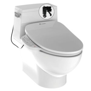 Bundle iCleaningo DC01 Auto Open/Close Elongated Bidet Toilet Seat & iCleaningo F1 Auto Flush Kit for Side-Flush Toilets