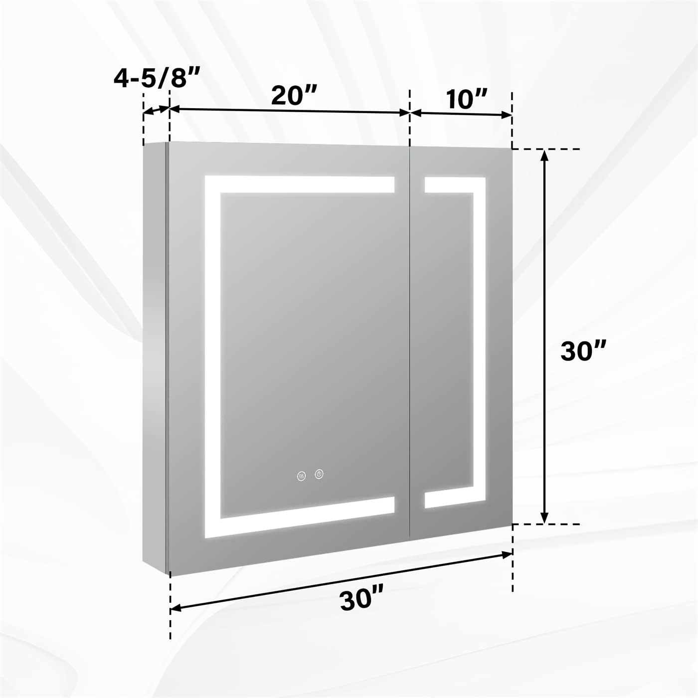 WELLFOR 30 x 30-in LED Medicine Cabinet with Lights, Surface or Recessed Mounted, Double Opening Doors, Anti-Fog, LED Medicine Cabinet with Mirror, Medicine Cabinet Mirror with Outlets & USB Ports