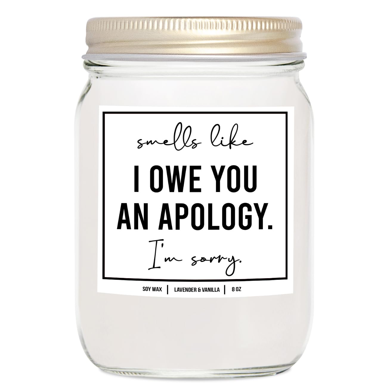 Younique Designs Apology Gifts 8oz Candle - Im Sorry Gifts for Her, Apology Gifts for Her, Girlfriend, Wife - Sorry Gift, Apology Gift for Him, Men - Unique I'm Sorry Gifts (Lavender & Vanilla)