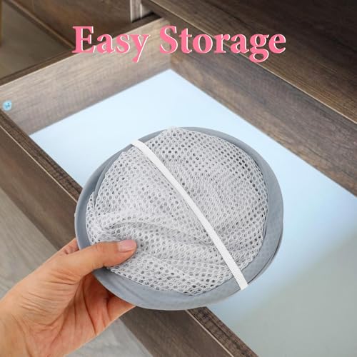 Qianyu Mesh Collapsible Laundry Baskets Pop Up Laundry Hamper Bag Small Wall Foldable Clothe Storage with Self-Adhesive Hook Portable Laundry Bin for Washing Kids Toy Chest University Dormitory Travel