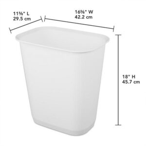 Sterilite 9 Gallon Rectangular Wastebasket Easy to Clean Open Top Durable Home Kitchen Trash Bin, Fits 13 Gallon Liner, 6 Pack, White