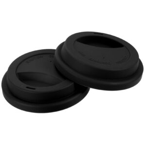 uxcell 2pcs 3.54" silicone cup lids, drinking lid reusable sealed mug lid for ceramic or glass coffee mug spill-proof, durable coffee cup covers, black