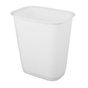 Sterilite 9 Gallon Rectangular Wastebasket Easy to Clean Open Top Durable Home Kitchen Trash Bin, Fits 13 Gallon Liner, 6 Pack, White