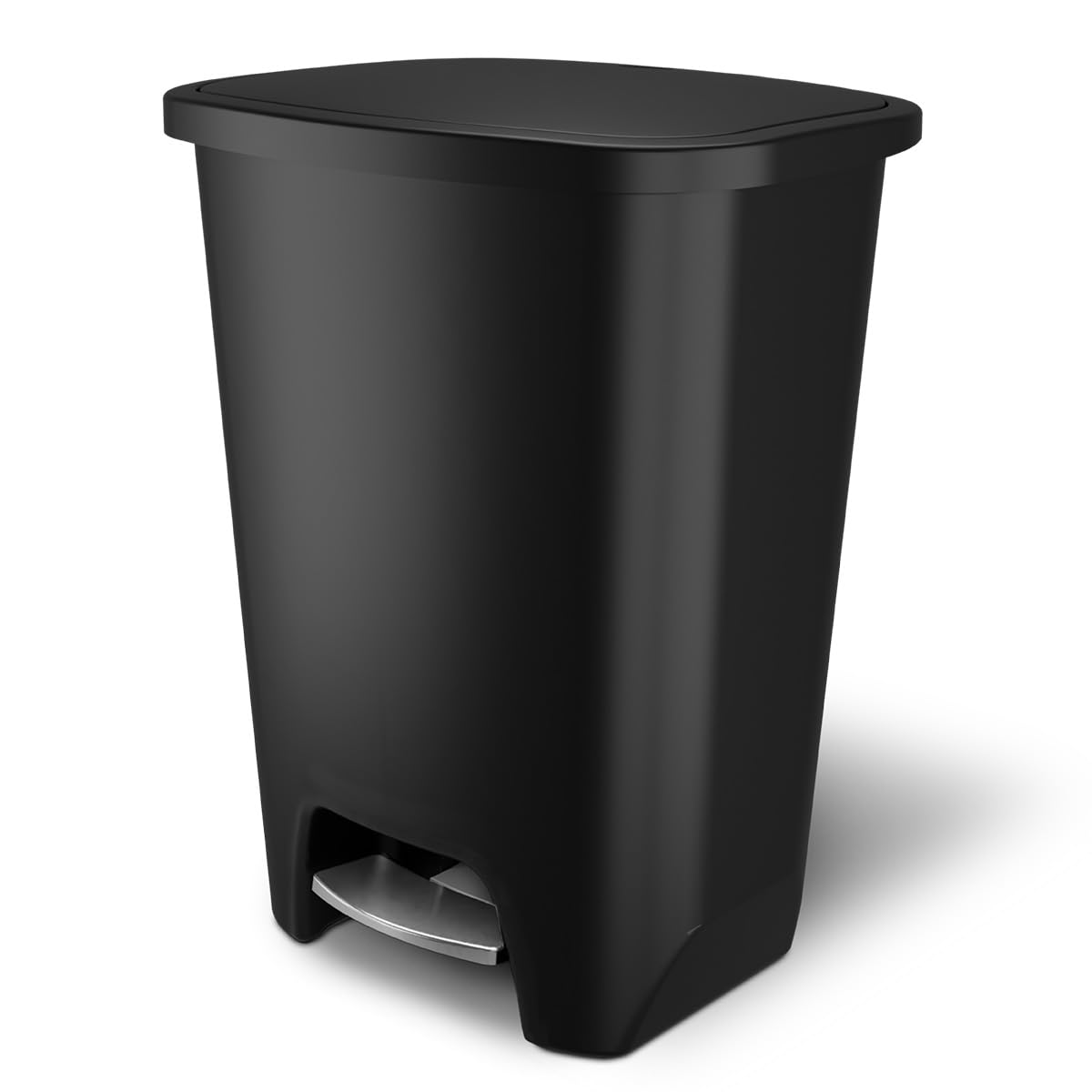 Glad 20 Gallon Trash Can - Plastic Kitchen Waste Bin with Odor Protection of Lid, Premium Stainless Steel Step On Foot Pedal and Garbage Bag Rings, Black