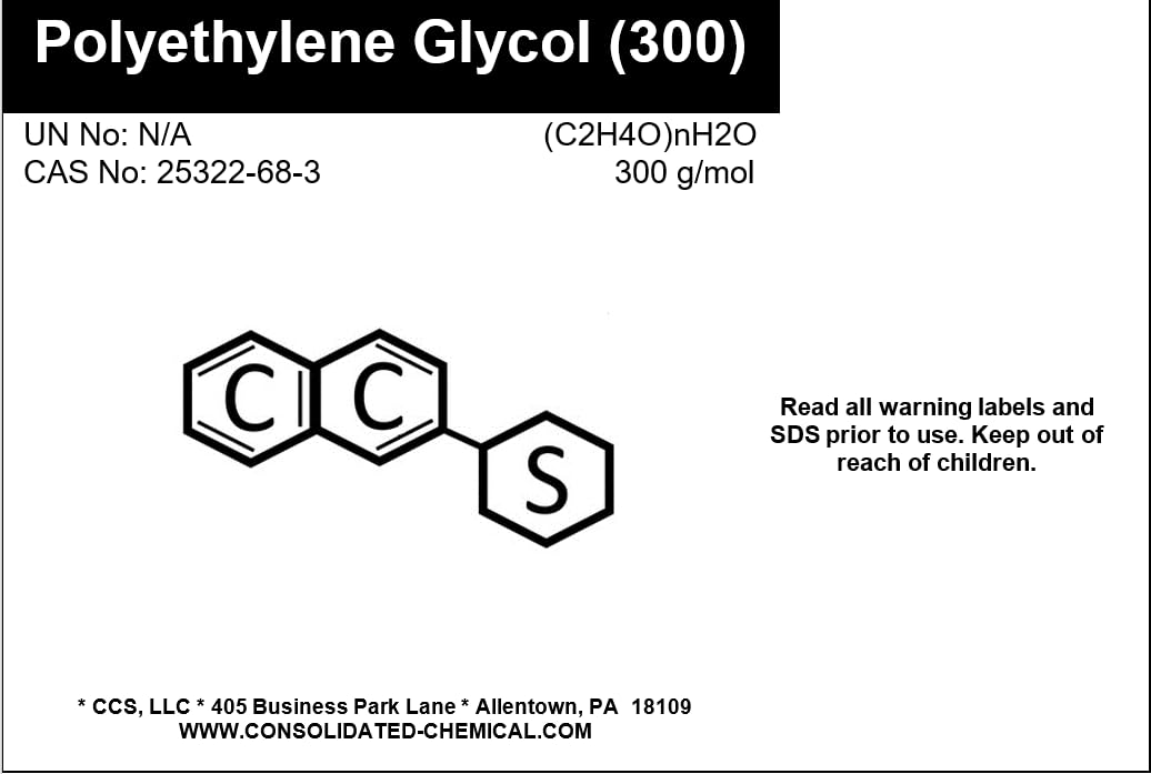 Polyethylene Glycol 300 (PEG 300) - Premium-Quality Industrial and Laboratory Grade Solvent (500mL (16 Fl Oz))