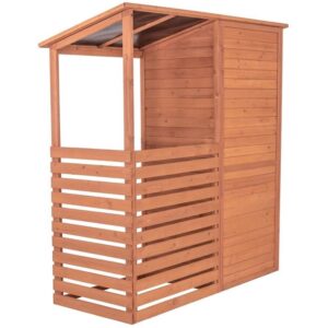 Pemberly Row Combination Firewood and Storage Shed in Medium Brown