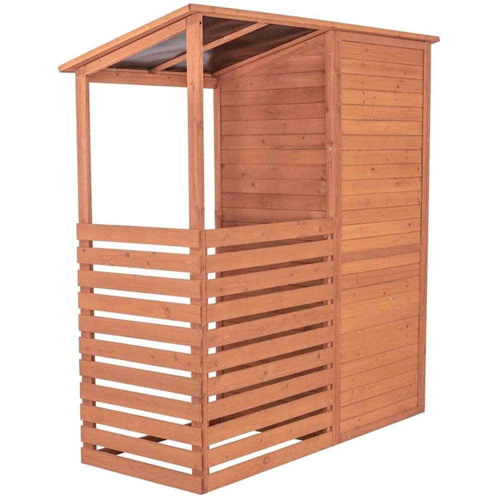 Pemberly Row Combination Firewood and Storage Shed in Medium Brown