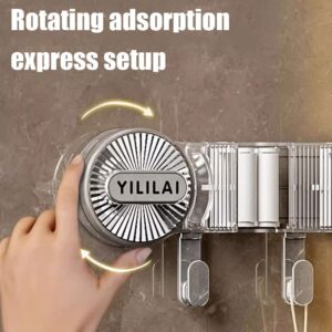 Suction Cup Mop Wall Hanging,Bathroom Row Suction Cup Mop Clip,Sliding Brooms Mop Holders,Organizer Mop And Broom Storage Tool Rack,for Laundry Room