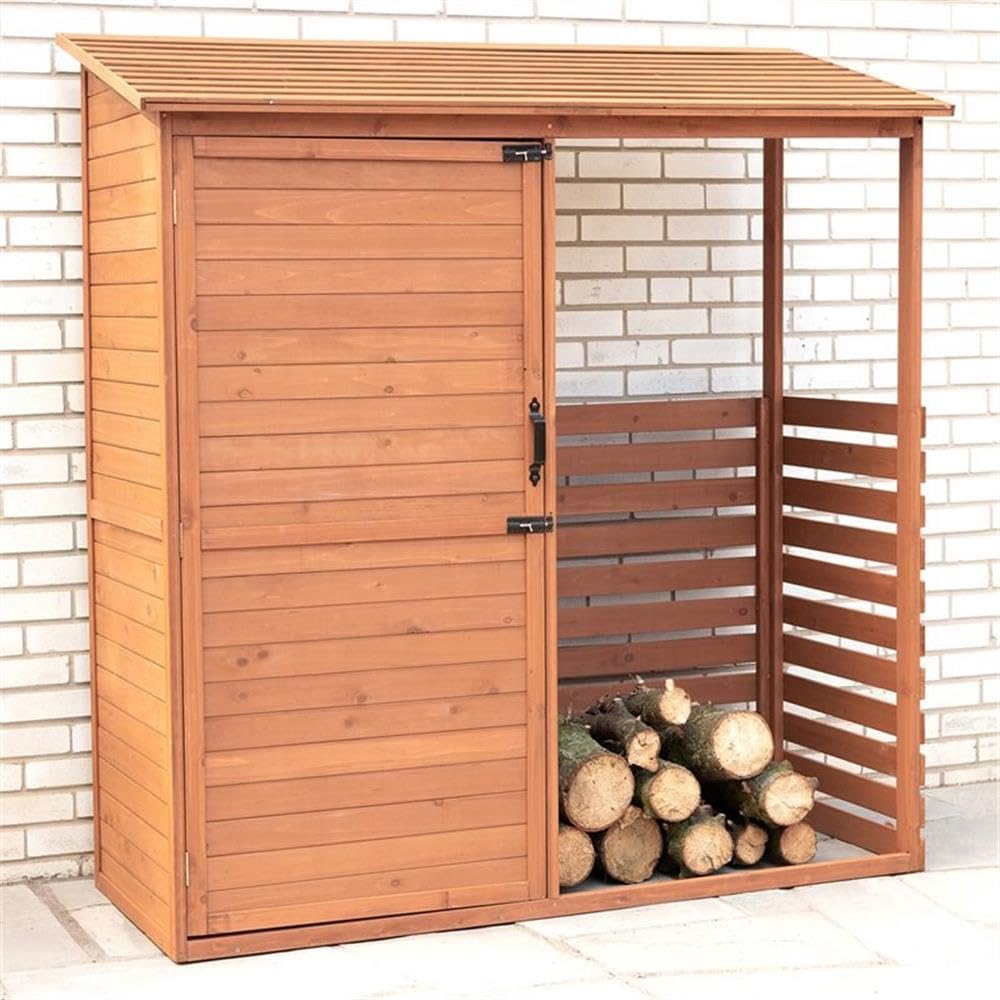 Pemberly Row Combination Firewood and Storage Shed in Medium Brown