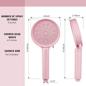 Cobbe Filtered Shower Head with Handheld, High Pressure 6 Spray Mode Showerhead with Filters, Water Softener Filters Beads for Hard Water - Remove Chlorine - Reduces Dry Itchy Skin, Pink