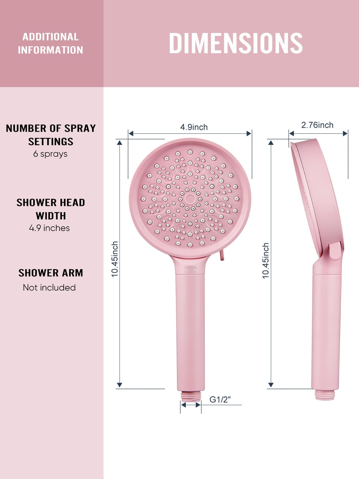 Cobbe Filtered Shower Head with Handheld, High Pressure 6 Spray Mode Showerhead with Filters, Water Softener Filters Beads for Hard Water - Remove Chlorine - Reduces Dry Itchy Skin, Pink