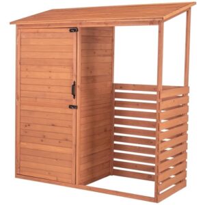 pemberly row combination firewood and storage shed in medium brown