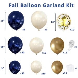 Navy Blue Gold Balloon Graland Arch Kit, Double Stuffed Pearl White Royal Blue Chrome Gold with Confetti Balloons for Graduation Birthday Wedding Baby Shower Party Decorations