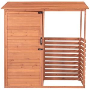 Pemberly Row Combination Firewood and Storage Shed in Medium Brown