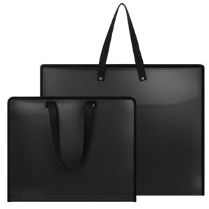 sinload 2 pcs art portfolio bag, 17.3 x 13.8 inches & 23.2 x 18.1inches art portfolio case 8k and 4k posters storage bag with zipper and handle black portfolio folder for artwork sketch drawing