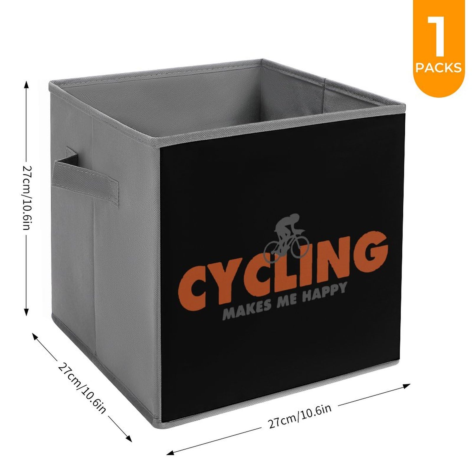 Cycling Makes Me Happy Folding Fabric Storage Bins Cubes Closet Organizer Basket with Handles 1PCS