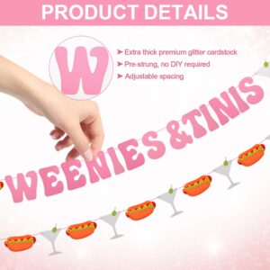 PEUTIER Weenies & Tinis Banner, Pink and Glitter Weenies and Tinis Party Decorations for Martini Themed Party Hot Dog Bar Bachelorette Party Birthday Decorations