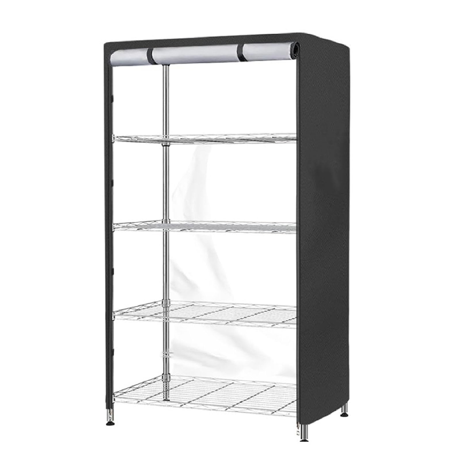 Wire Shelf Cover, 210D Heavy Duty Waterproof Dustproof Storge Shelving Unit Cover 36x18x72 Inch Outdoor Wire Rack Cover with Zip and Hook for Wire Shelving, Black Cover only