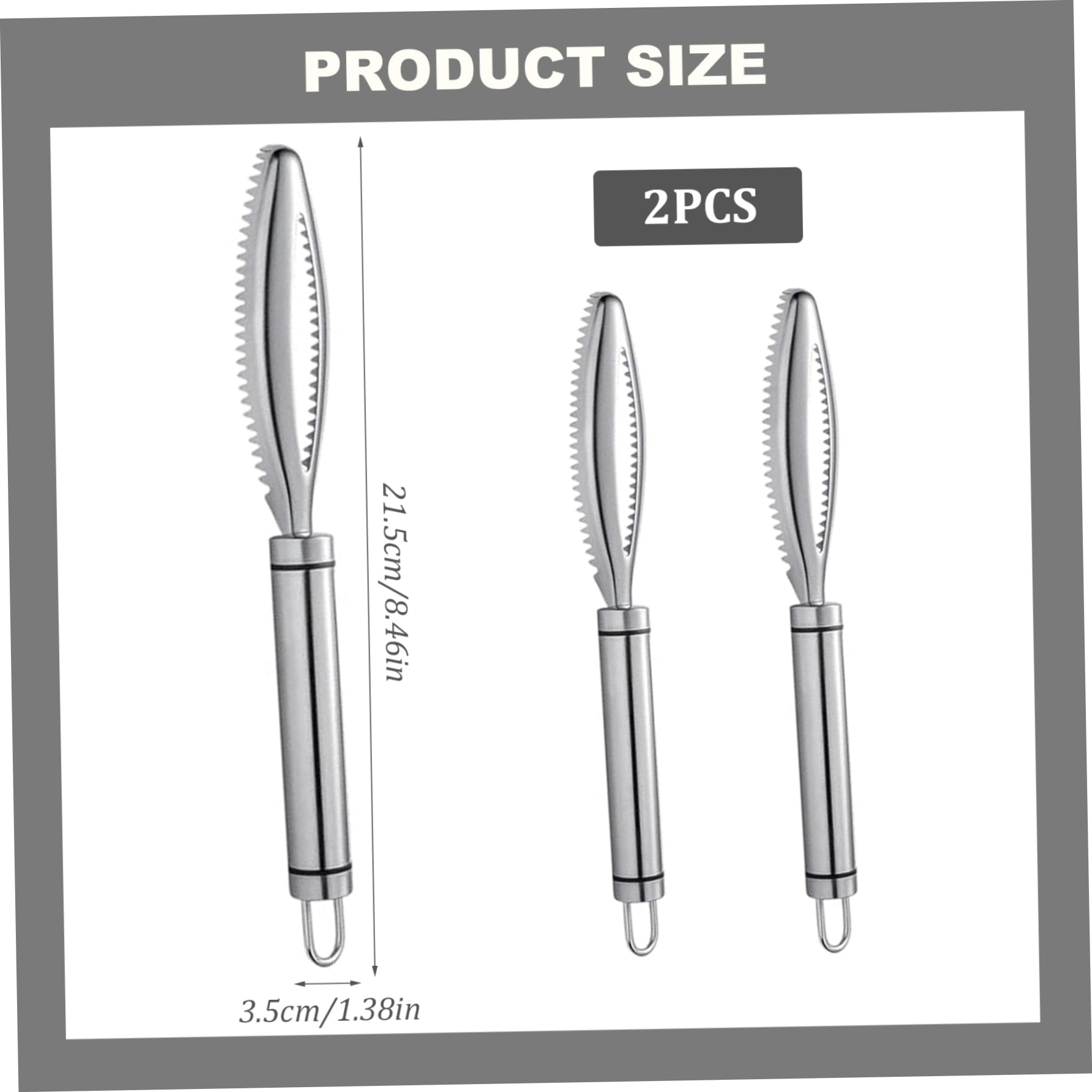 Fish Scaler Tool, 2PCS Stainless Steel Fish Scale Remover, Portable Fish Descaler Tool, Hanging Fish Scaler Tool for Kitchen, Seafood Markets