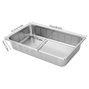 4" Deep Perforated Pan+6" Deep Steam Teable Pan+Lid, Food Pan for Commercial or Personal, 9.51-10.57Qt and 12.68Qt Stainless Steel Steam Pan Set, Full Size Hotel Pan, Steam Table Tray for Food Warmer