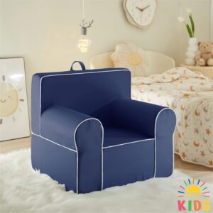 Heritage Kids Navy Everywhere Foam Armchair with Carry Handle and Removable Cover,25"x21"x 22",Ages 3+