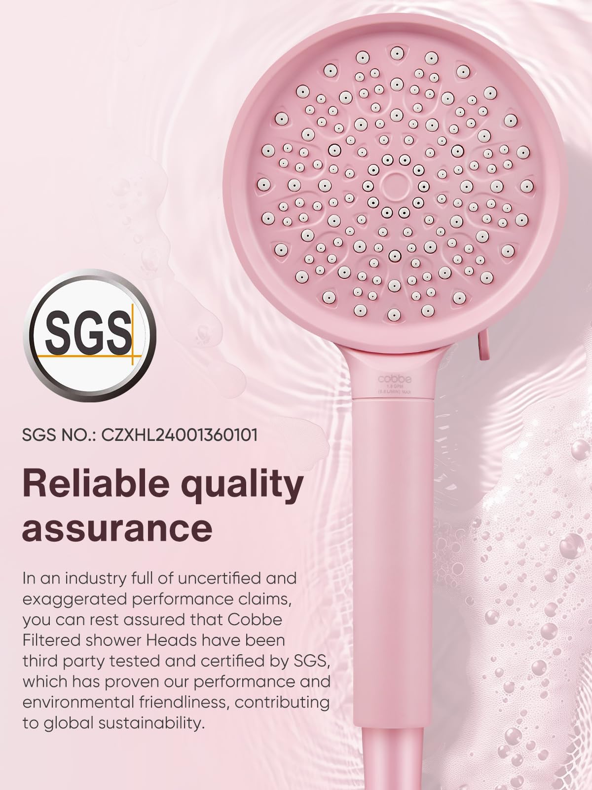 Cobbe Filtered Shower Head with Handheld, High Pressure 6 Spray Mode Showerhead with Filters, Water Softener Filters Beads for Hard Water - Remove Chlorine - Reduces Dry Itchy Skin, Pink