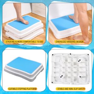 Colingmill 2 Pcs Bath Shower Step Stool, 4.5" Tower Step Stool, Indoor Outdoor Safety Stepping Stool Bathroom Aid Portable for Kitchen Adults Handicap Elderly Seniors Bathroom Bathtub Beds Nonslip