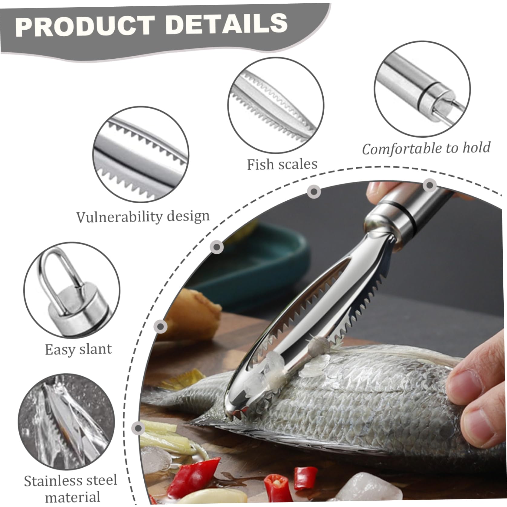 Fish Scaler Tool, 2PCS Stainless Steel Fish Scale Remover, Portable Fish Descaler Tool, Hanging Fish Scaler Tool for Kitchen, Seafood Markets