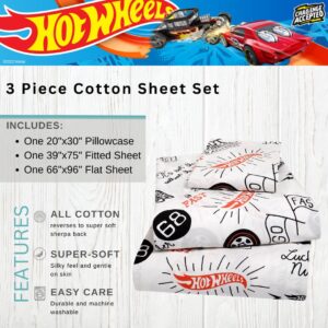 Franco Hot Wheels Kids Luxury Bedding Super Soft Premium Cotton 3 Piece Sheet Set, Twin, (Officially Licensed Product)