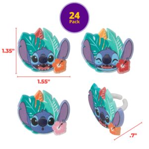 DecoPac Disney's Stitch 'Ohana Cupcake Rings, 24 Lilo & Stitch Cupcake Decorations For Birthday Parties & Celebrations, Food Safe Cake Toppers – 24 Pack