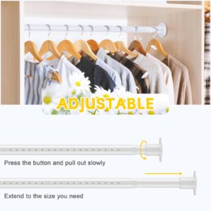 Closet Rod,17-82 Inch Heavy Duty Closet Rods for Hanging Clothes Adjustable Clothes Hanging Rod White Closet Rod for Wardrobes or Closet