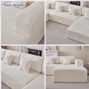 137.79” Oversized Modular Couch, 6 Seat Sectional Couch Sofa with Chaise Lounge, Extra Large U Shaped Sleeper Sofa Cloud Corner Couch for for Living Room, Office, No Assembly Required, Beige