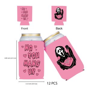 HOMEZZO 12 Pcs Halloween Party Can Cooler, No You Hang Up Halloween Ghost Drink Sleeves for Halloween Party Favors Trick or Treat Supplies Wacky Horror Party