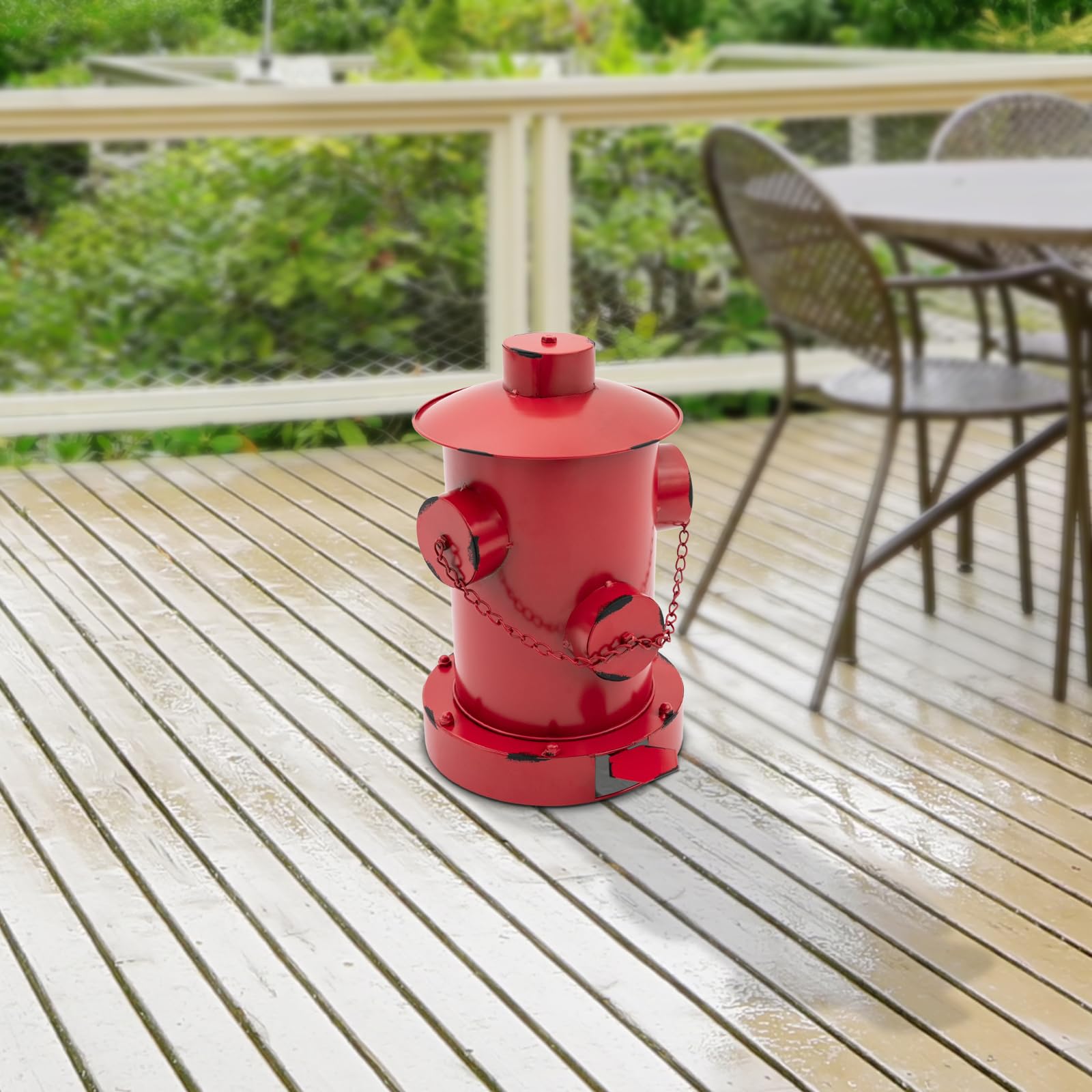 LOYALHEARTDY Fire Hydrant Trash Can, Retro Creative Garbage Can with Removable Inner Bucket, Wrought Iron Pedal Trash Can, Indoor Outdoor Waste Bins for Park Garden Kitchen Garbage, Red