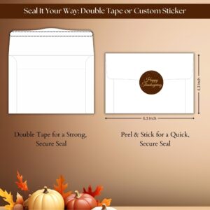 Mie Creations Thanksgiving Cards with Envelopes, 24 Bulk Assorted Fall Harvest Season Greeting Cards UV Spot, 4 Designs, Boxed Set Giving Thanks Gratitude notecards for Family, Friends- 4x6 inches