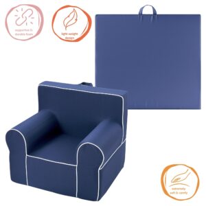 Heritage Kids Navy Everywhere Foam Armchair with Carry Handle and Removable Cover,25"x21"x 22",Ages 3+