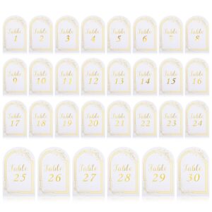 ubamdom gold wedding table numbers 1-30, table numbers for wedding reception, 4x6 inch double sided for your wedding, reception, anniversary, birthday party or celebration(2 pack)