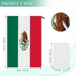 MCHIVER Mexico Flag Large Laundry Bag with Extra Mesh Bags Washable Dirty Clothes Organizer with Drawstring for Laundry Room Bedroom