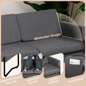 COEWSKE 51” Comfy Black Couch Sofa with 2 USB Ports, Small Couches for Small Spaces, Mini Couch for Bedroom Teens with Steel Frame (Dark Gray)