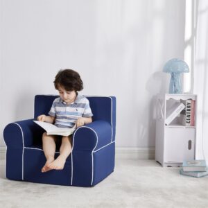 Heritage Kids Navy Everywhere Foam Armchair with Carry Handle and Removable Cover,25"x21"x 22",Ages 3+