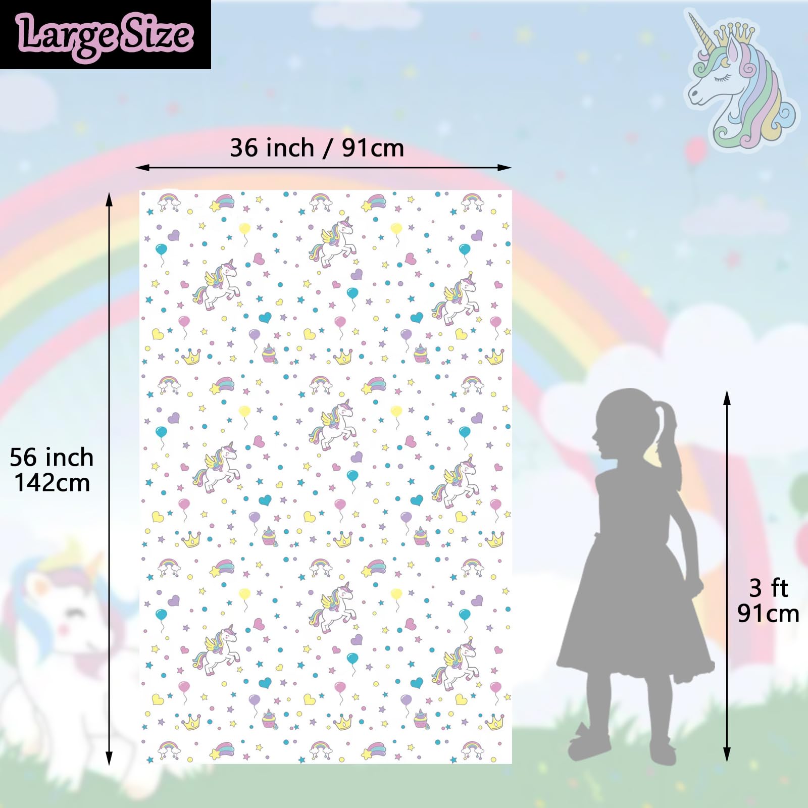 Ymsone Unicorn Gift Bag Extra Large - Unicorn Theme Girl Birthday Gifts Bag Jumbo - Oversized Plastic Bag for Big Present - Huge Wrapping Bag for Giant Gifts (1)