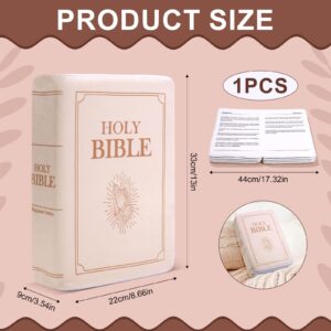 lasuroa Bible Pillow, 13x8.66x3.54 Inch Velvet Book Shape Pillow Plush That Opens Scripture Khaki Holy Bible Pillow Cozy Faith Bible Gift for Women Men